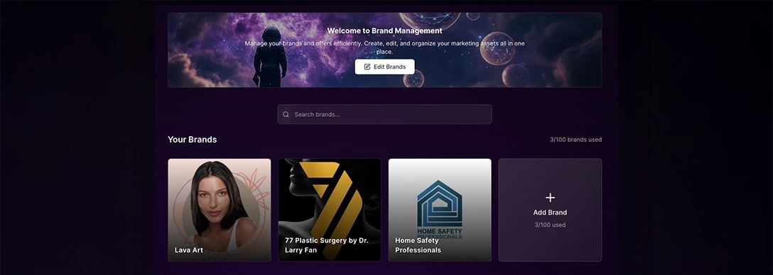 Brand Hub Interface - Multi-brand management system