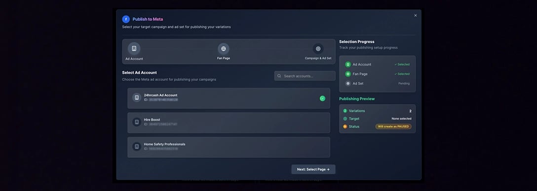 Meta Bulk Publisher Interface - Automated ad publishing platform