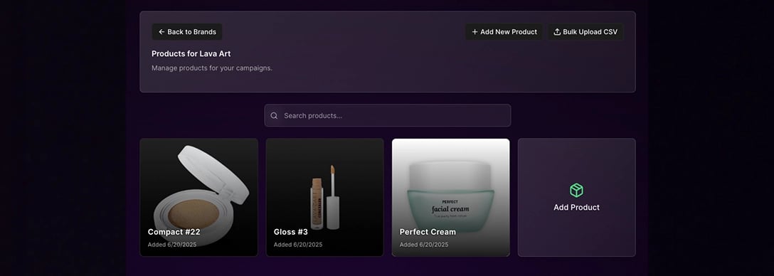 Products Library Interface - Product catalog management platform